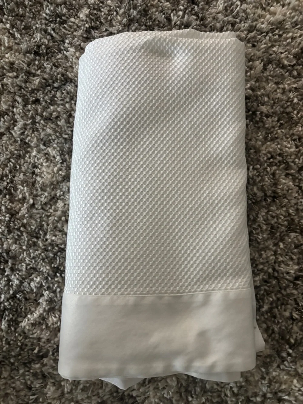 White Textured Shower Curtain Panel with Grommets (2) -used in guest Bathroom
